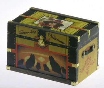 Dollhouse Miniature Lithograph Wooden Trunk Kit, Halloween